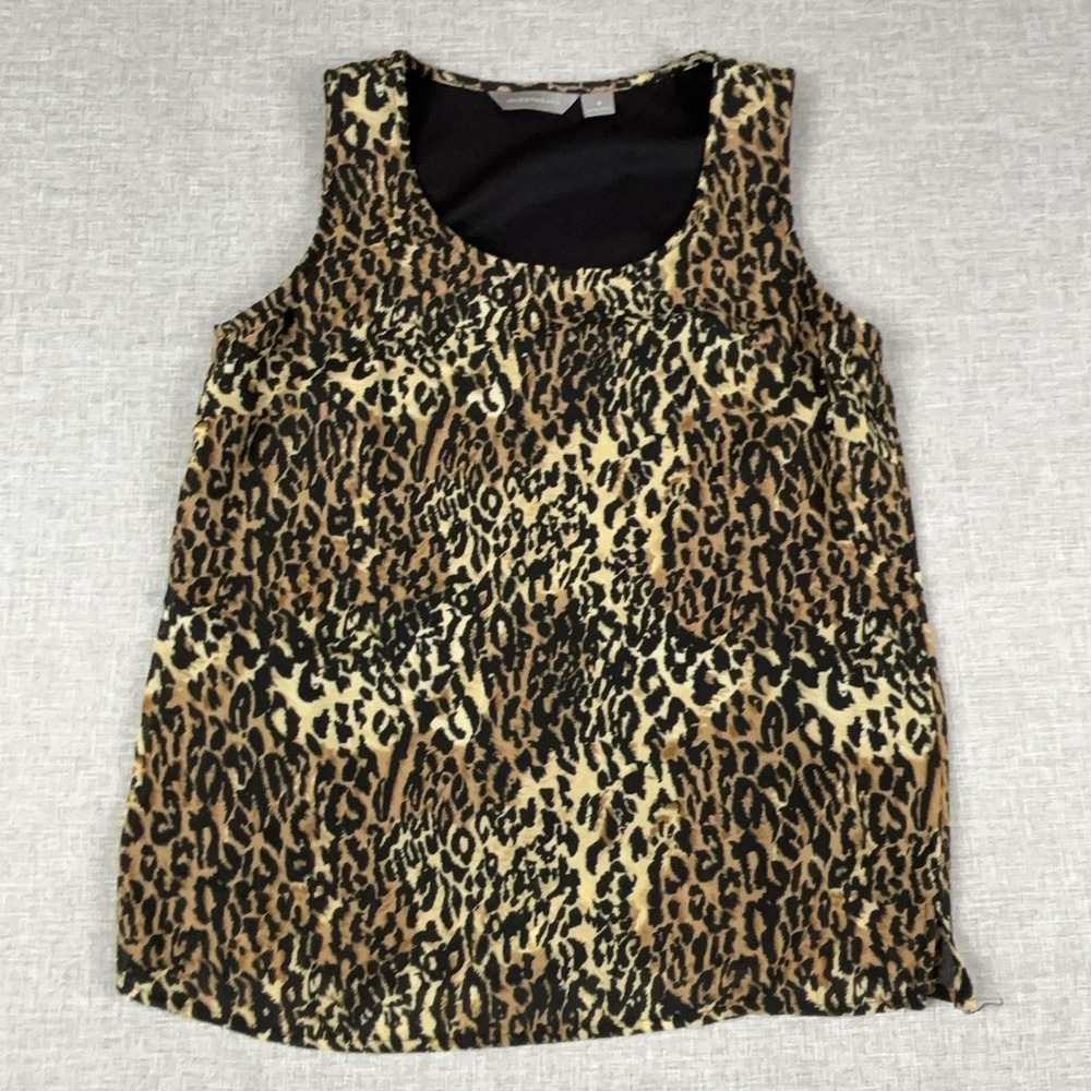 Investments Tank Top Womens 6 Leopard Scoop Neck Sleeveless Lined Animal Print